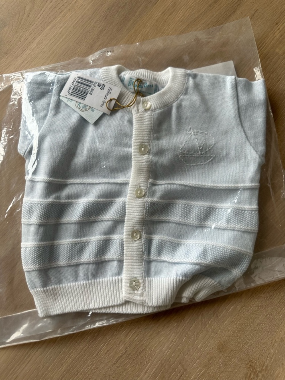 NWT Feltman Brothers Infant Light Blue Knit Button-Up Sweater